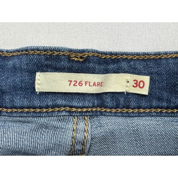 Levi's 726 Women's Flare Leg Blue Stretch Denim Jeans - Size 30x32 (30x30) - Picture 4 of 6